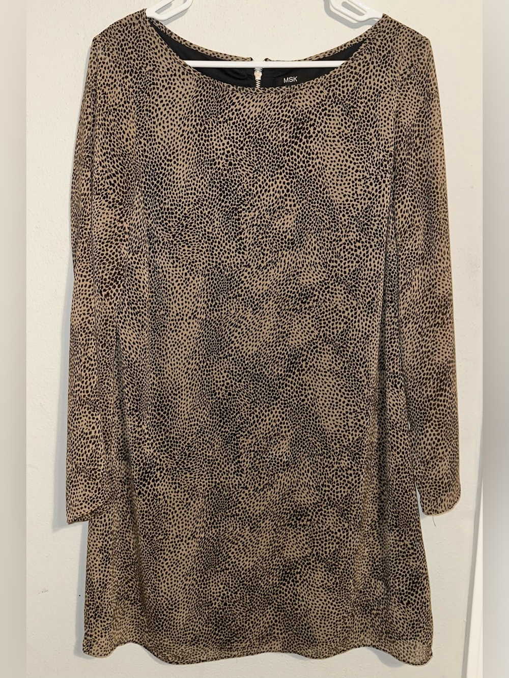 MSK Leopard Print Long Sleeve Dress
